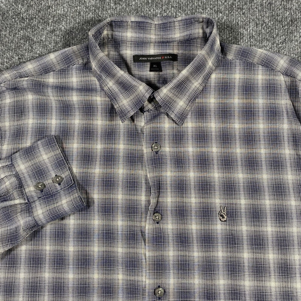 John Varvatos USA Mens XL Shadow Plaid Long Sleeve Button Shirt Designer